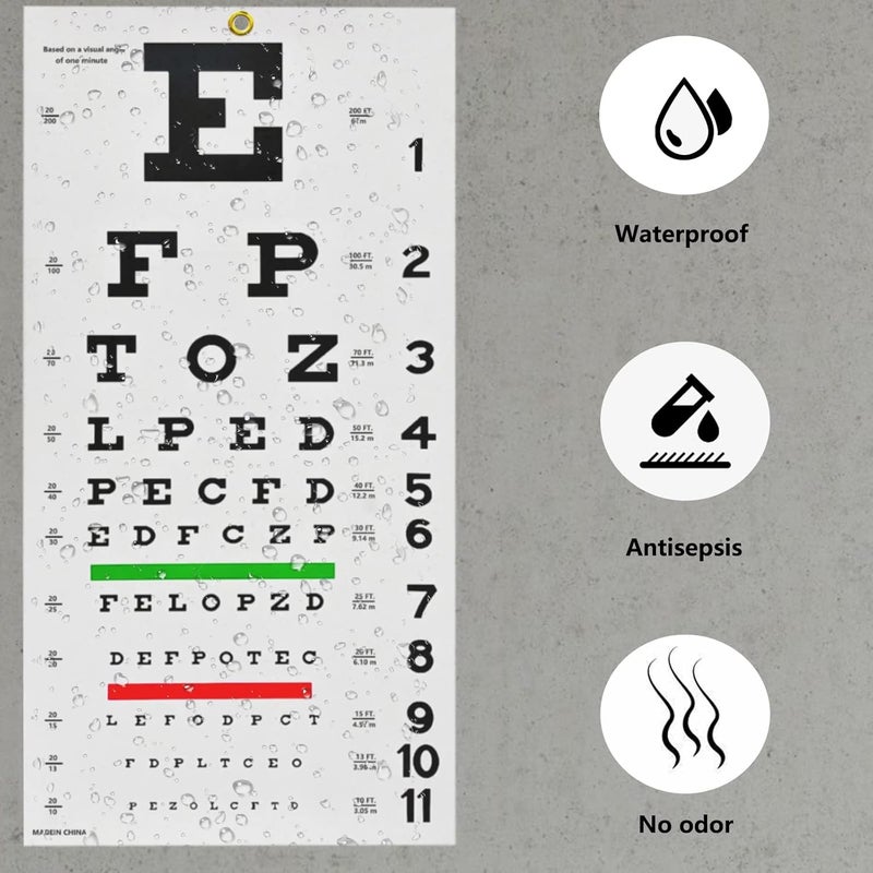 Cualfec Eye Chart,Eye Exam Chart,Snellen Eye Chart,Snellen Eye Exam Kit Standard 20 Feet Snellen Eye Chart 22x11 inch with 2 Pack Dual-Use Eye Occluders - Image 4